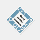 ハッピーバースデー、青いパターン スタンダードカクテルナプキン (角)