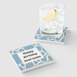 ハッピーバースデー、青いパターン ストーンコースター