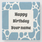 ハッピーバースデー、青いパターン ストーンコースター (正面)