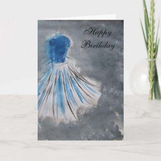 ハッピーバースデー(青い服) カード (正面)
