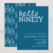 ハッピーバースデー　青い９０歳 招待状 (正面/裏面)