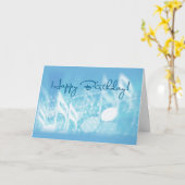 ハッピーバースデー、青の音楽 カード (黄色い花)