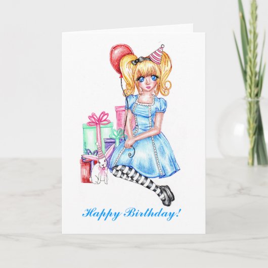 ハッピーバースデー（青）カード カード (正面)