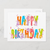 ハッピーバースデー 面白い猫好き 誕生日お祝い ポストカード (正面/裏面)