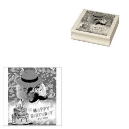 ハッピーバースデー　願いを込めて　プードル ゴムスタンプ ラバースタンプ