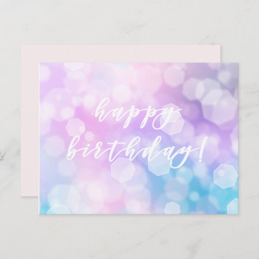 ハッピーバースデー!魅惑的な紫の《写真》ぼけ味きらめき ポストカード (正面/裏面)