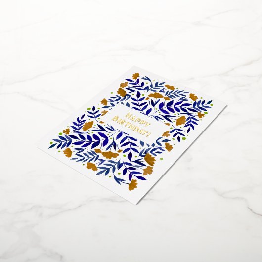 ハッピーバースデー!魔法の黄色い庭の花 箔シーズンポストカード (回転した状態)