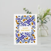 ハッピーバースデー!魔法の黄色い庭の花 箔シーズンポストカード (立ち正面)