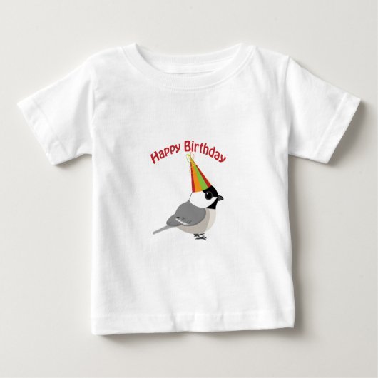ハッピーバースデー《鳥》アメリカゴガラ ベビーTシャツ (正面)