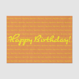 ハッピーバースデー!黄色のカジュアルスクリプト繰り返し 薄葉紙
