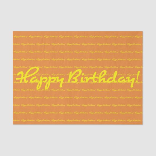 ハッピーバースデー!黄色のカジュアルスクリプト繰り返し 薄葉紙 (正面)