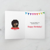 ハッピーバースデー、黒い女性と花カラフル、 カード (内部)