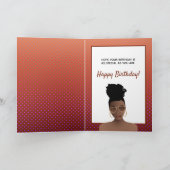 ハッピーバースデー!黒い女性と金ゴールドシェード カード (内部)