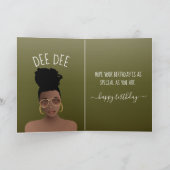 ハッピーバースデー、黒い女性とShades Olive Green カード (内部)