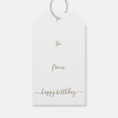 ハッピーバースデー、黒い女性の色合いオリーブグリーン ギフトタグ (裏面)