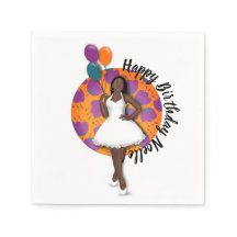 ハッピーバースデー!黒い女性、風船と花