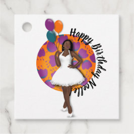 ハッピーバースデー!黒い女性、風船と花 フェイバータグ