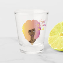 ハッピーバースデー!黒人女性カラフル天然毛