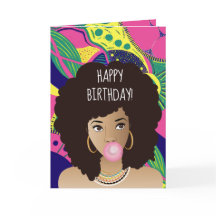 ハッピーバースデー!黒人女性バブルガムカラフル、