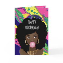 ハッピーバースデー!黒人女性バブルガムカラフル、