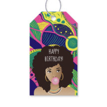 ハッピーバースデー!黒人女性バブルガムカラフル、