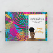 ハッピーバースデー!黒人女性，トロピカルカラフル的 カード (内部)