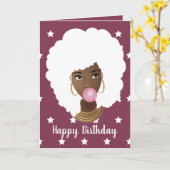 ハッピーバースデー!黒人白髪と星 カード (黄色い花)