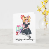 ハッピーバースデー(黒)カード カード (黄色い花)