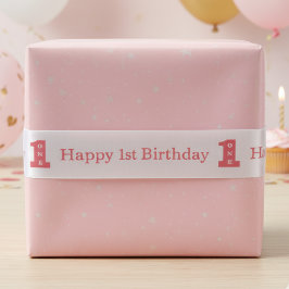 ハッピーバースデー 1歳の誕生日 パーティー 女子 ピンク ワン サテンリボン