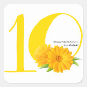 ハッピーバースデー: 10月誕生フラワーマリゴールド スクエアシール (正面)