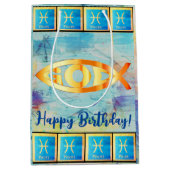 ハッピーバースデー/-2月19日 – 3月20日魚座 ミディアムペーパーバッグ (正面)