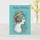 ハッピーバースデー。20代の女性。 カード (黄色い花)