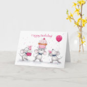 ハッピーバースデー、3つのネズミ特別な日を楽しむ。 カード (黄色い花)