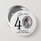 ハッピーバースデー!40代のはじまりだね Photo 40th Birthday 缶バッジ (正面&裏面)