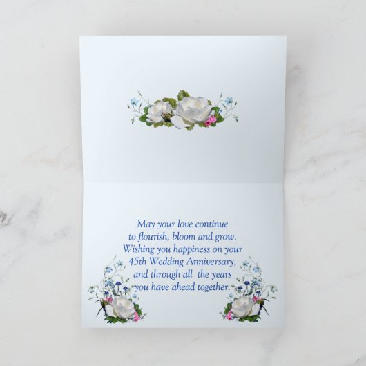 ハッピーバースデー 45周年 ホワイトローズ サファイア カード (内部)