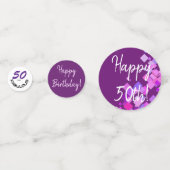 ハッピーバースデー"50およびすばらしい"タイポグラフィのパーティー コンフェッティ (正面)