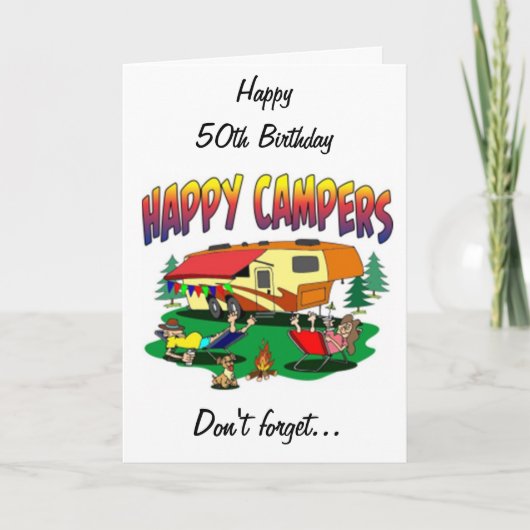 ハッピーバースデー*50th* TO *THE CAMPER* IN YOUR LIFE カード (正面)