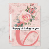 ハッピーバースデー:6月誕生花バラ 案内状 (正面/裏面)