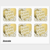 ハッピーバースデー- 60金ゴールドと白の数字パターン スクエアシール (シート)