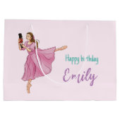 ハッピーバースデー- Ballerina Nutcracker with Name ラージペーパーバッグ (裏面)