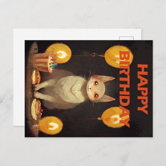 ハッピーバースデー!- catパーティー ポストカード (正面/裏面)