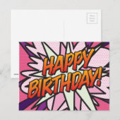 ハッピーバースデー Comic Book ポップアート ポストカード (正面/裏面)