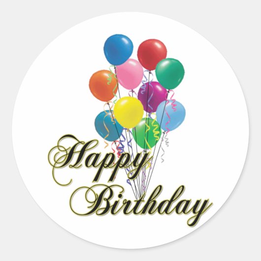 ハッピーバースデー- D4 ラウンドシール (正面)