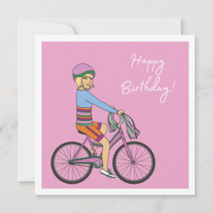 ハッピーバースデー- Girl on a Pink Bike カード