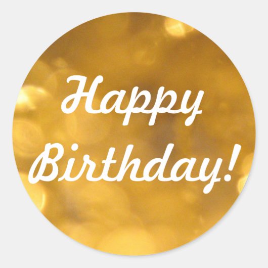 ハッピーバースデー- Golden Stickers ラウンドシール (正面)