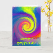 ハッピーバースデー- Groovy抽象芸術スパイラル旋回 カード (黄色い花)