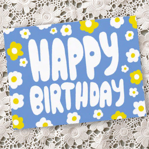ハッピーバースデー Groovy Daisies オーダーメイド 誕生日 ポストカード