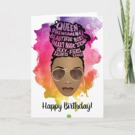 ハッピーバースデー!Guaring Black Women Water Color カード