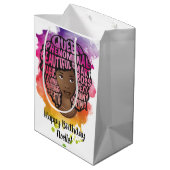 ハッピーバースデー!Guaring Black Women Water Color ミディアムペーパーバッグ (裏面アングル)