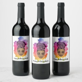 ハッピーバースデー!Guaring Black Women Water Color ワインラベル